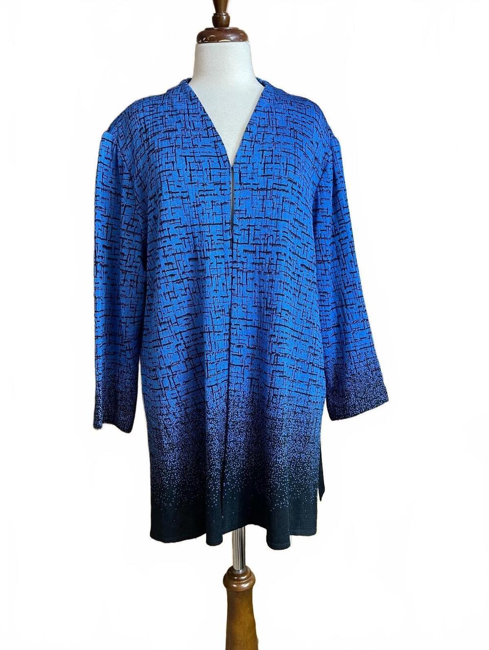 Ming Wang blue & black cardigan 3X
